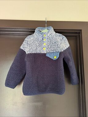 Andy & Evan Navy and Light Blue Sherpa Pullover with Neon Snap Accents